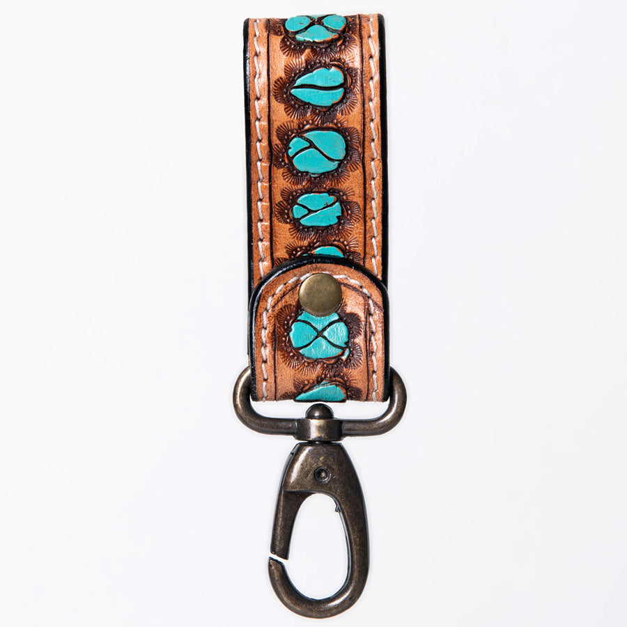 American Darling Hand Tooled Carved Genuine Leather Keyring