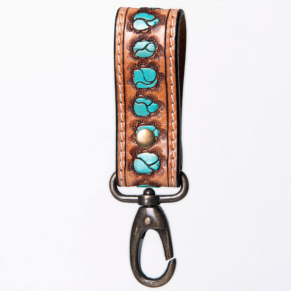 American Darling ADKR210L Hand Tooled Carved Genuine Leather Keyring – by Hilason – Cowboy and equestrian accessories