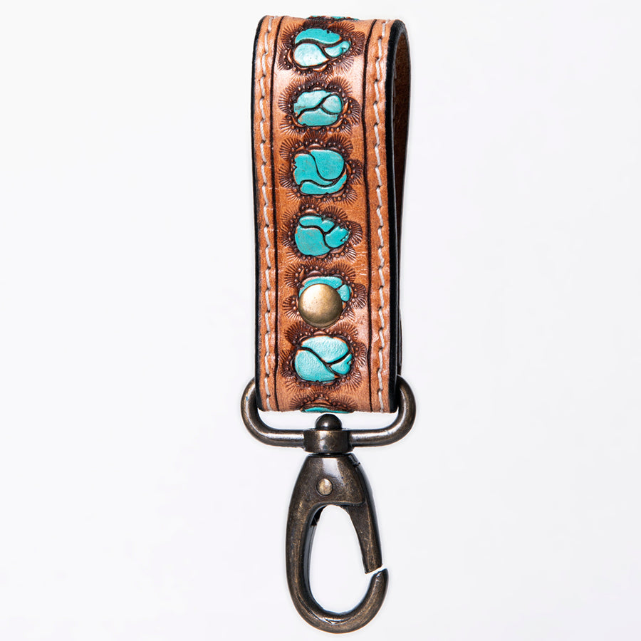 American Darling ADKR210L Hand Tooled Carved Genuine Leather Keyring – by Hilason – Cowboy and equestrian accessories