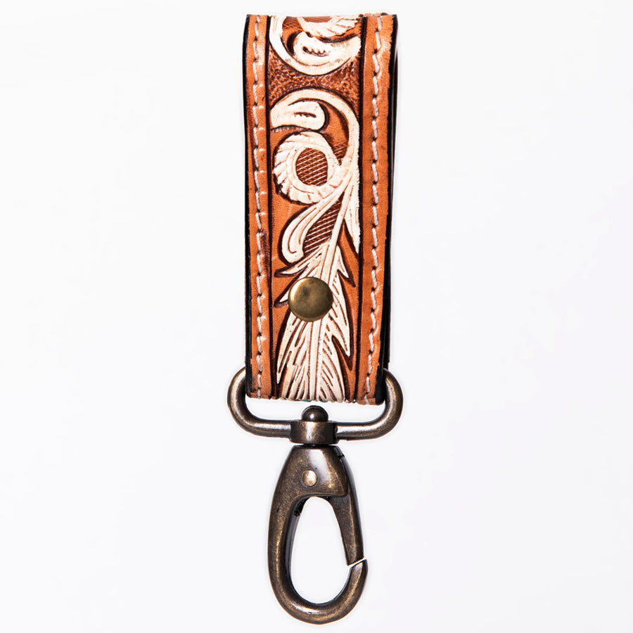 American Darling ADKR210M Hand Tooled Carved Genuine Leather Keyring – by Hilason – Cowboy and equestrian accessories