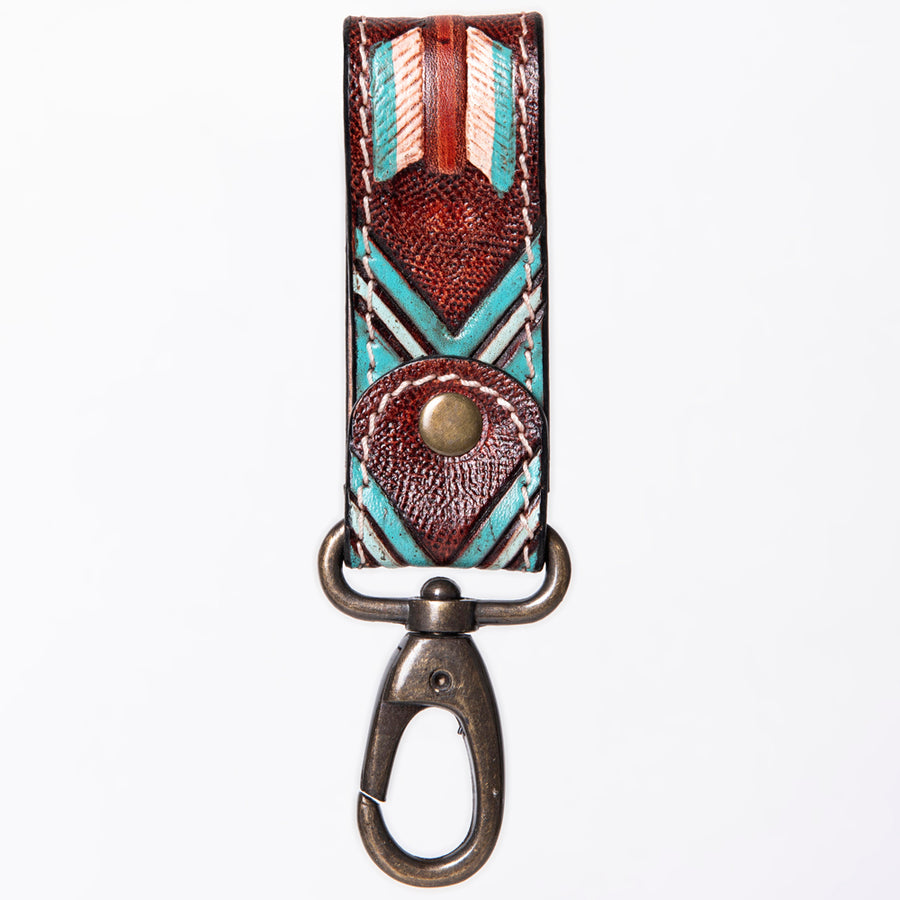 American Darling Hand Tooled Carved Genuine Leather Keyring
