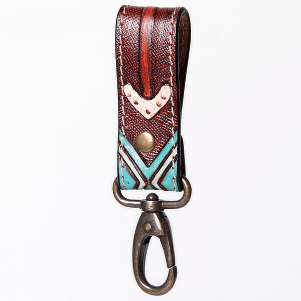 American Darling ADKR210N Hand Tooled Carved Genuine Leather Keyring – by Hilason – Cowboy and equestrian accessories