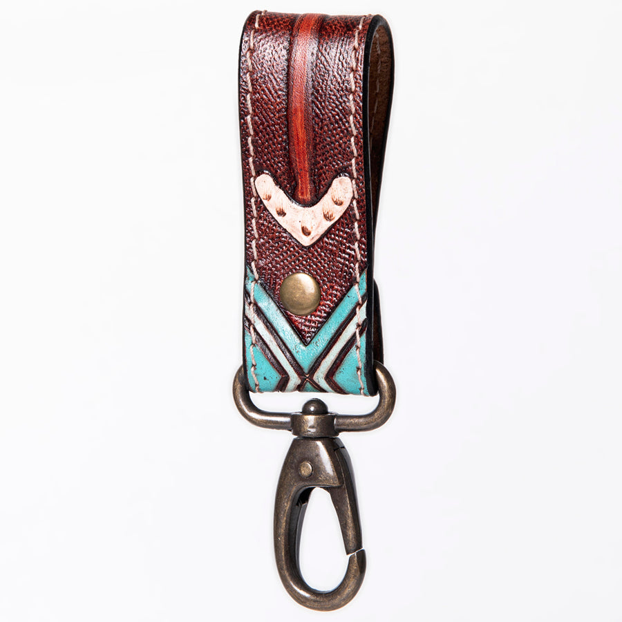 American Darling ADKR210N Hand Tooled Carved Genuine Leather Keyring – by Hilason – Cowboy and equestrian accessories