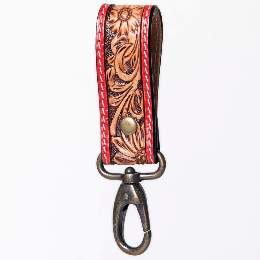 American Darling ADKR210O Hand Tooled Carved Genuine Leather Keyring – by Hilason – Cowboy and equestrian accessories