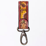 American Darling ADKR210Q Hand Tooled Carved Genuine Leather Keyring