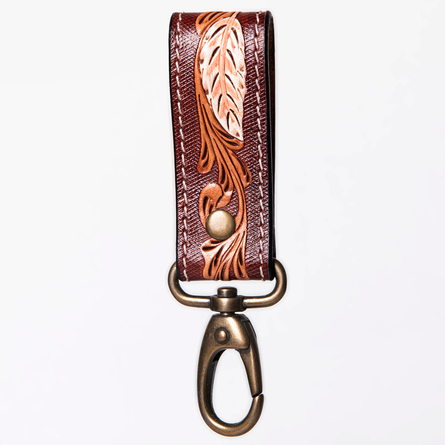 American Darling ADKR210R Hand Tooled Carved Genuine Leather Keyring – by Hilason – Cowboy and equestrian accessories