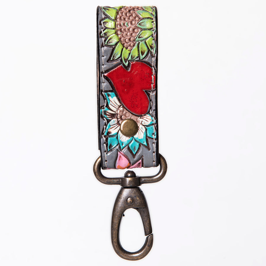 American Darling Hand Tooled Carved Genuine Leather Keyring