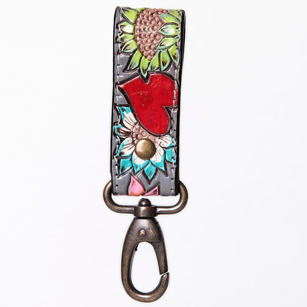 American Darling ADKR210S Hand Tooled Carved Genuine Leather Keyring – by Hilason – Cowboy and equestrian accessories