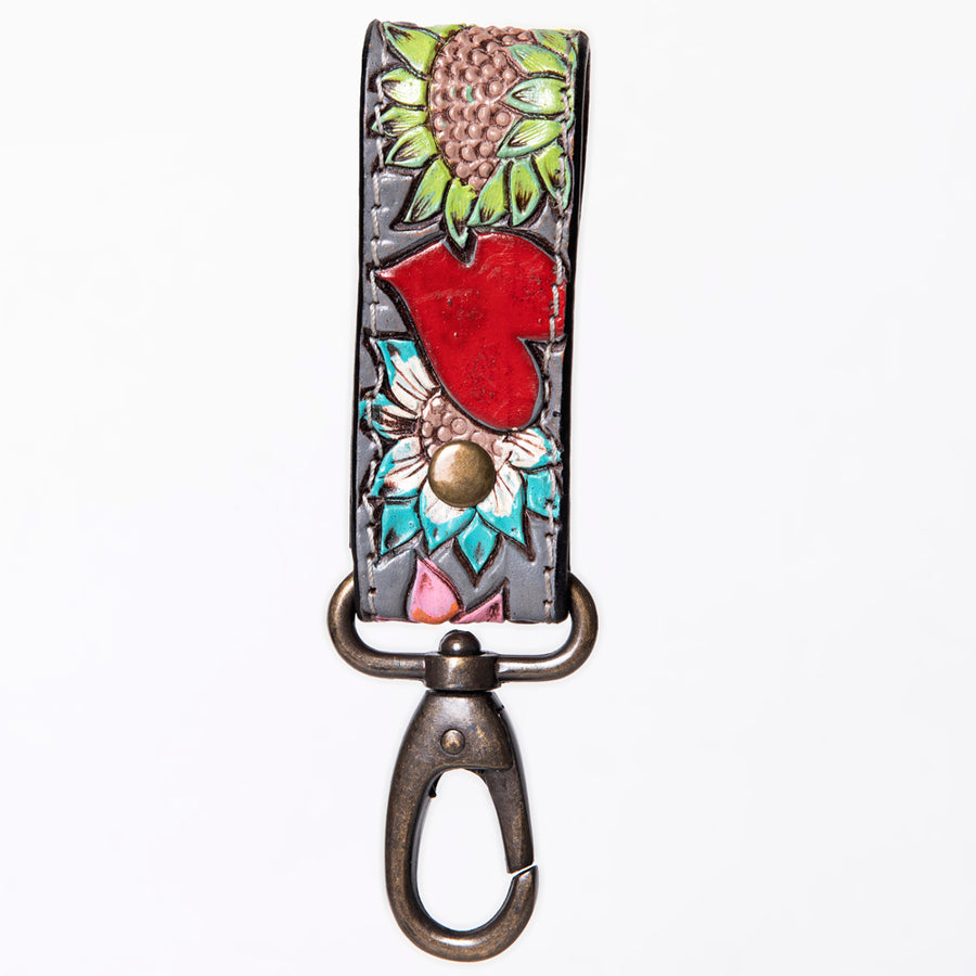 American Darling ADKR210S Hand Tooled Carved Genuine Leather Keyring – by Hilason – Cowboy and equestrian accessories