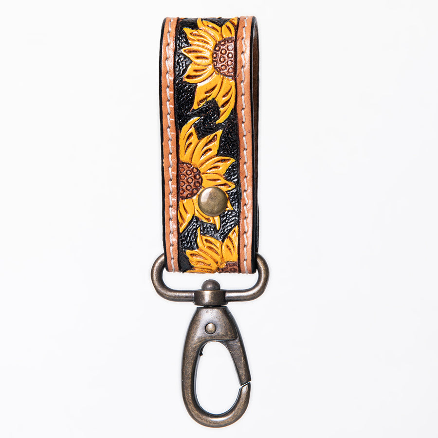 American Darling Hand Tooled Carved Genuine Leather Keyring