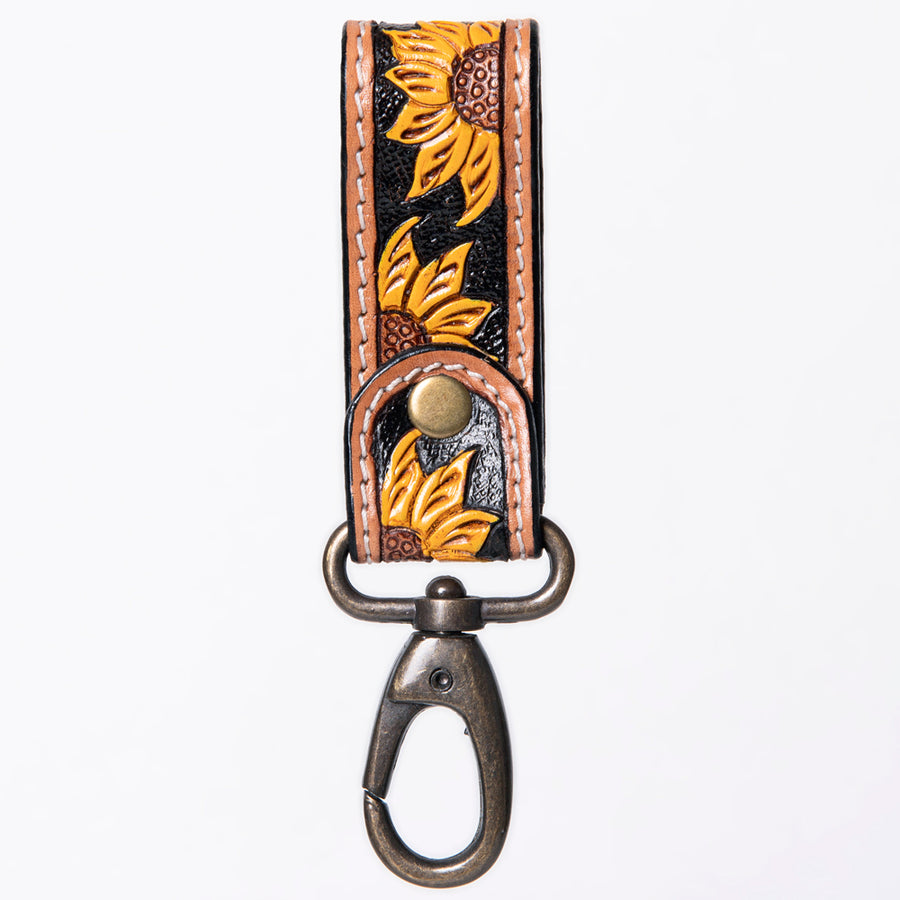 American Darling Hand Tooled Carved Genuine Leather Keyring