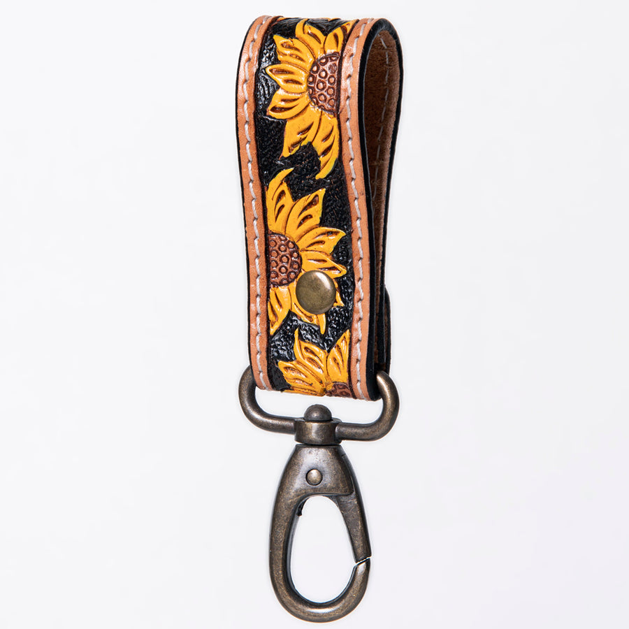 American Darling ADKR210T Hand Tooled Carved Genuine Leather Keyring – by Hilason – Cowboy and equestrian accessories