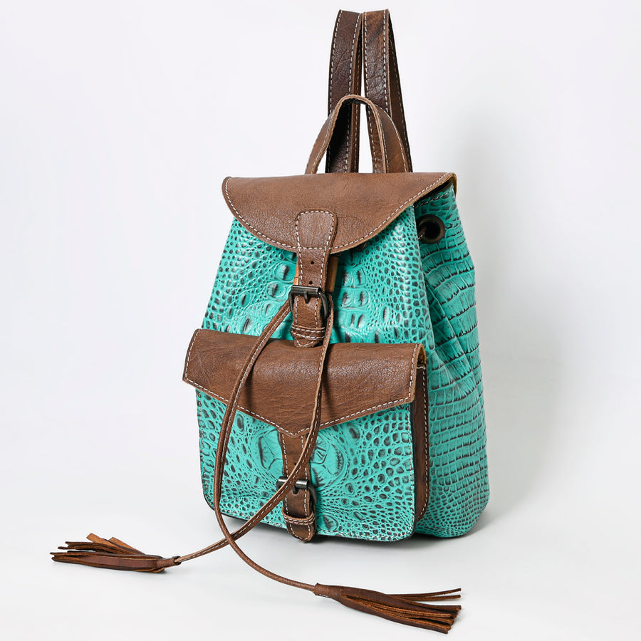 American Darling Crocodile Embossed Western Leather Backpack - Uhorse