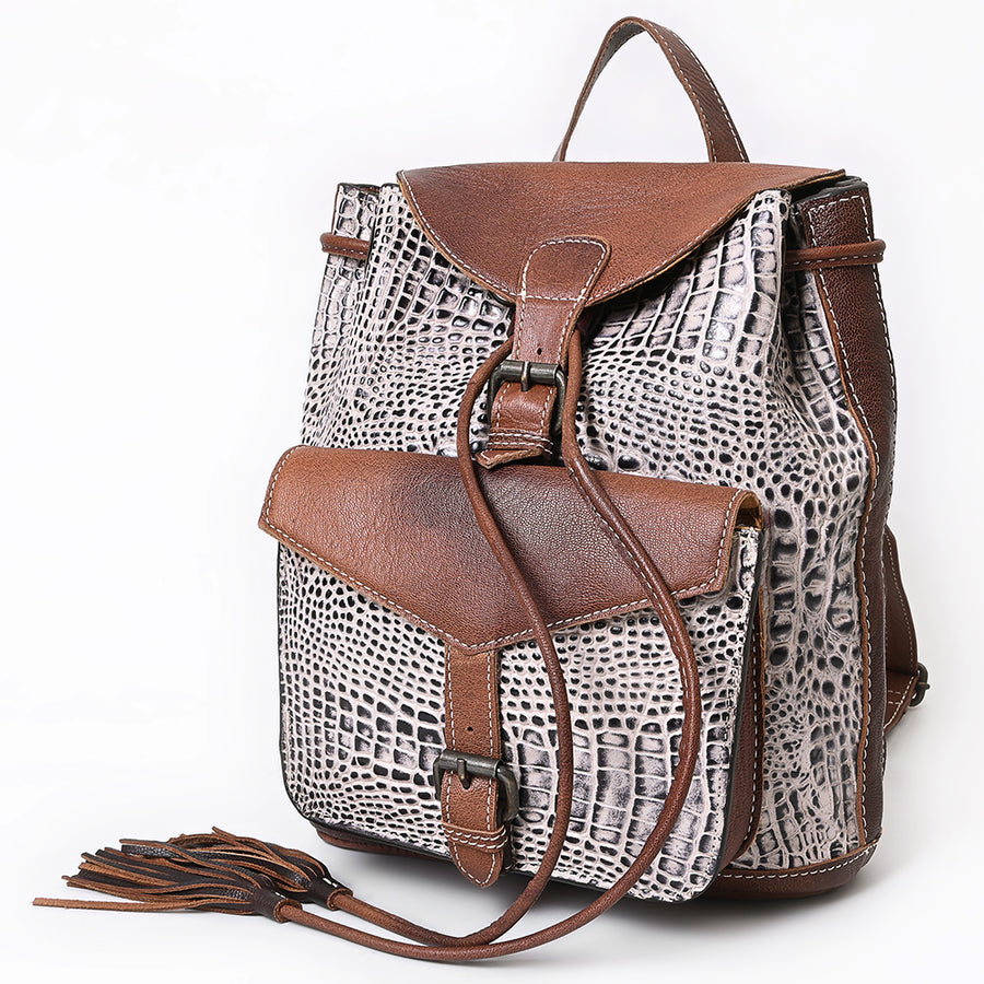 American Darling Crocodile Embossed Western Leather Backpack - Uhorse