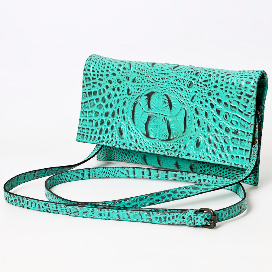 American Darling Crocodile Embossed Western Leather Wallet Bag - Uhorse