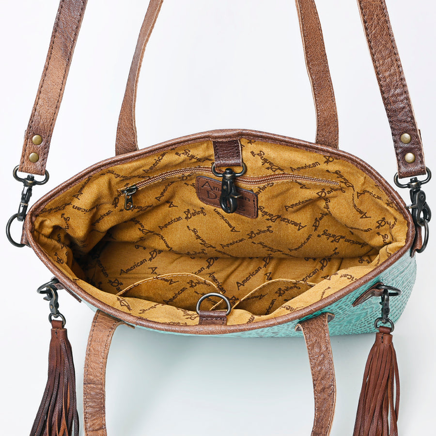 American Darling Western Leather Tote Bag, Crocodile Embossed Full Grain Genuine Leather, Eco-Friendly Handcrafted Purses