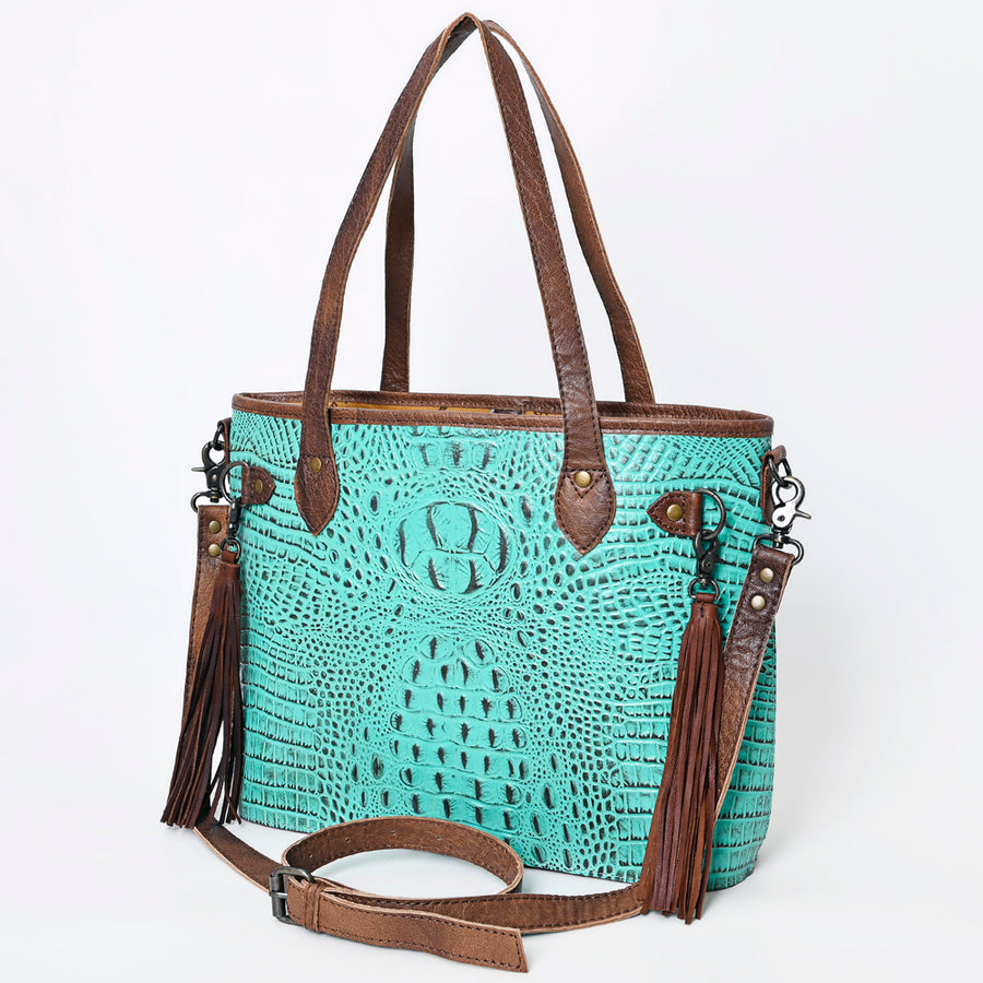 American Darling Crocodile Embossed Western Leather Tote Bag - Uhorse