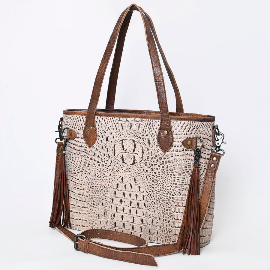 American Darling Crocodile Embossed Western Leather Tote Bag - Uhorse