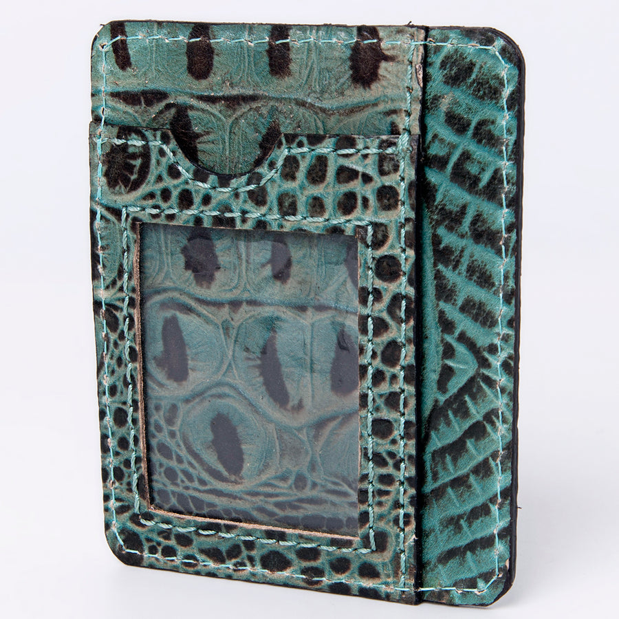 American Darling Crocodile Embossed Western Leather Card-Holder - Uhorse