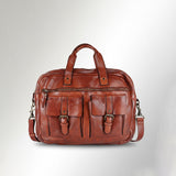Spaghetti Western Swc405Cg Briefcase Vintage Handmade Drum Dyed Genuine European Cowhide Leather Women Bag Western Handbag Purse