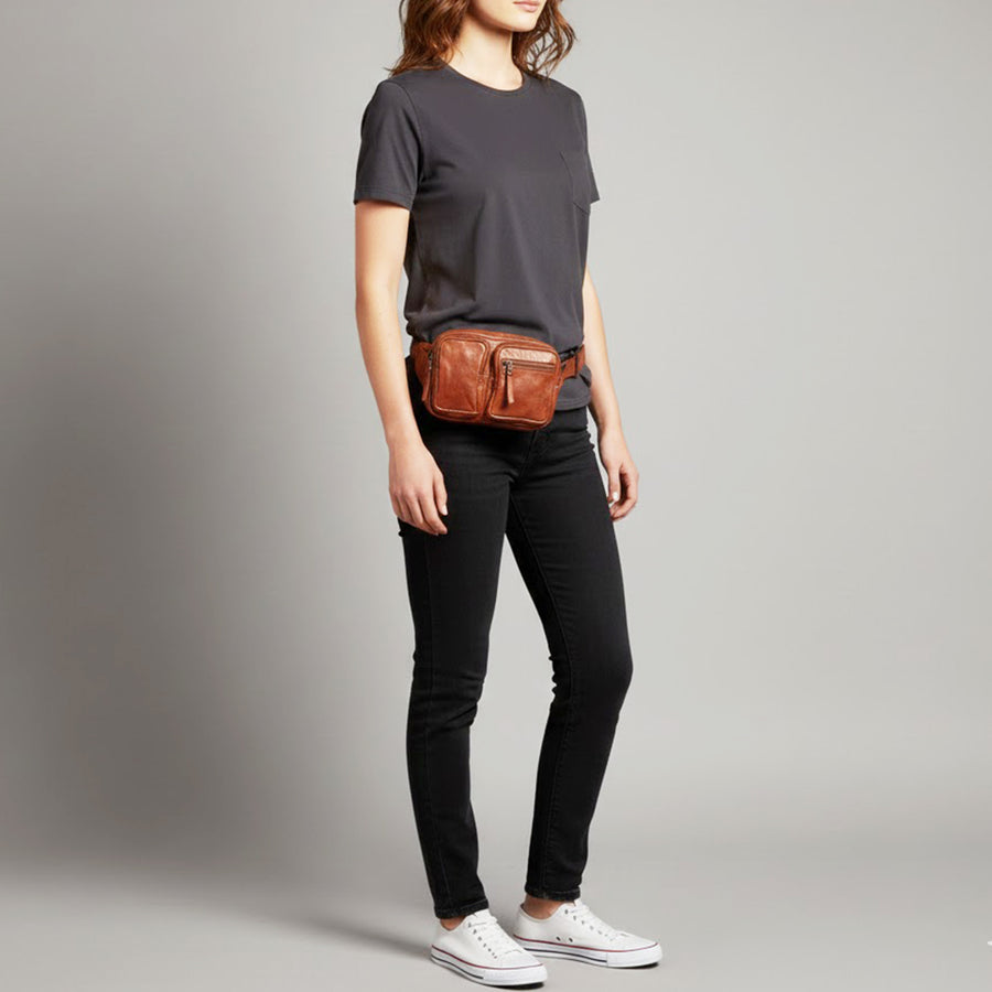 Spaghetti Western Swc410Tan Fanny Pack Vintage Handmade Drum Dyed Genuine European Cowhide Leather Women Bag Western Handbag Purse