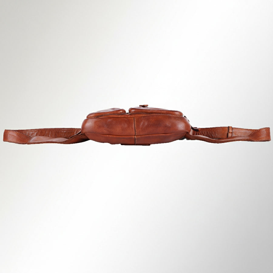 Spaghetti Western Swc410Tan Fanny Pack Vintage Handmade Drum Dyed Genuine European Cowhide Leather Women Bag Western Handbag Purse
