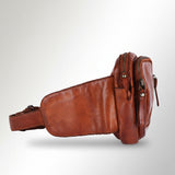 Spaghetti Western Swc410Tan Fanny Pack Vintage Handmade Drum Dyed Genuine European Cowhide Leather Women Bag Western Handbag Purse