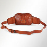 Spaghetti Western Swc410Tan Fanny Pack Vintage Handmade Drum Dyed Genuine European Cowhide Leather Women Bag Western Handbag Purse