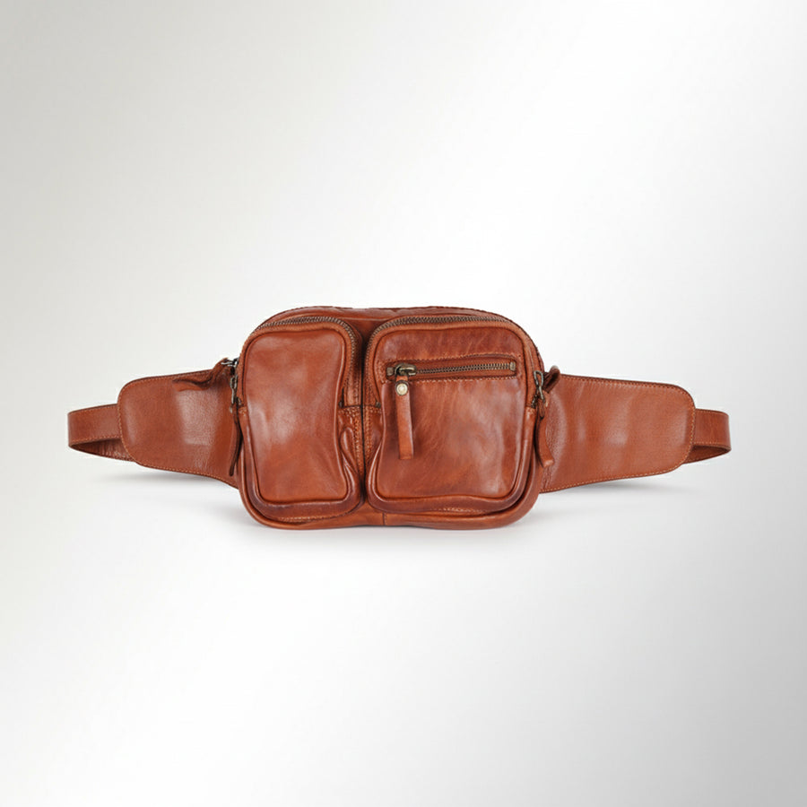Spaghetti Western Swc410Tan Fanny Pack Vintage Handmade Drum Dyed Genuine European Cowhide Leather Women Bag Western Handbag Purse