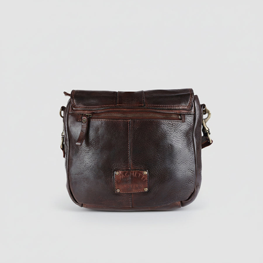 Spaghetti Western Swc412Brn Cross Body I Vintage Handmade Drum Dyed Genuine European Cowhide Leather Women Bag Western Handbag Purse