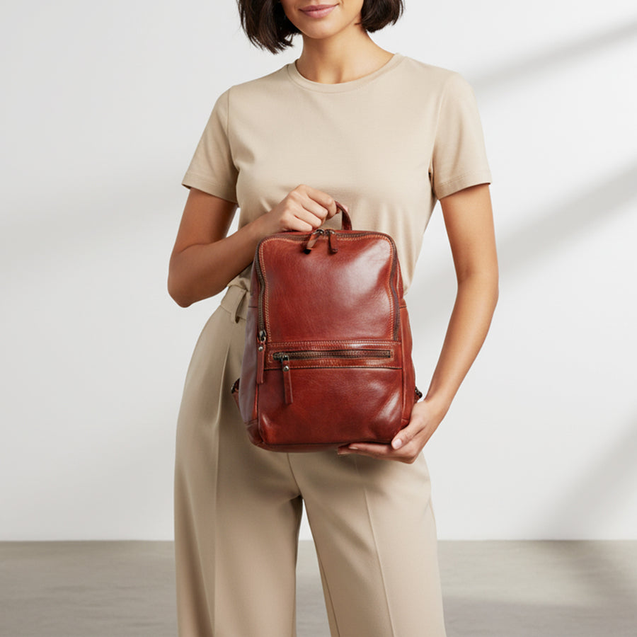 Spaghetti Western Swc402Cg Backpack Vintage Handmade Drum Dyed Genuine European Cowhide Leather Women Bag Western Handbag Purse