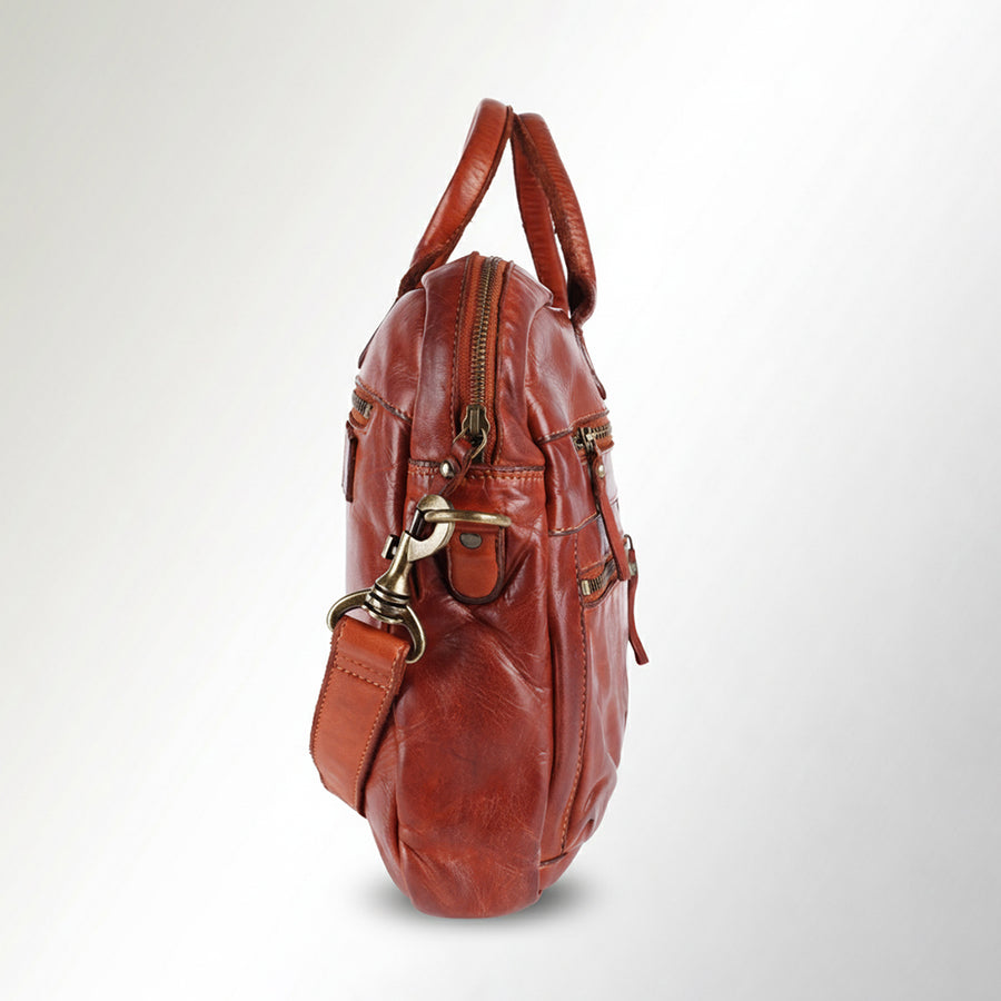 Spaghetti Western Swc409Cg Briefcase Vintage Handmade Drum Dyed Genuine European Cowhide Leather Women Bag Western Handbag Purse
