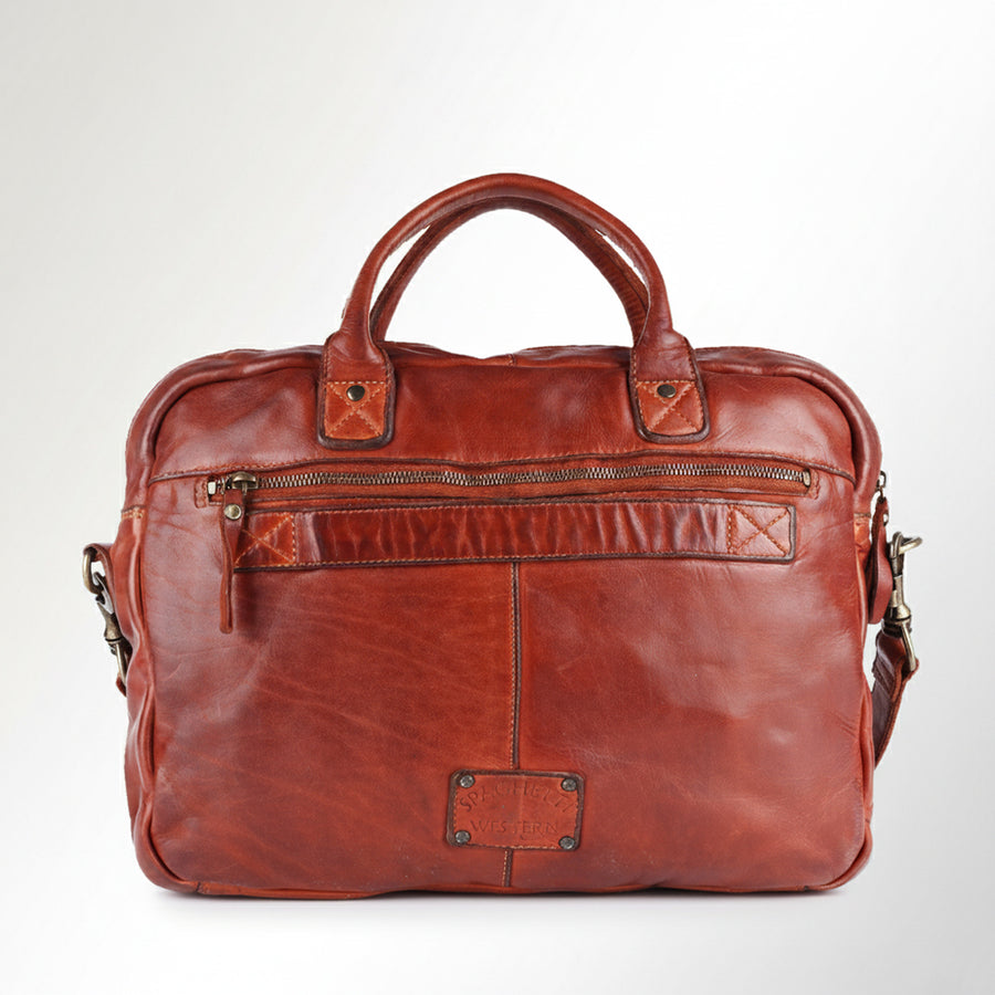 Spaghetti Western Swc409Cg Briefcase Vintage Handmade Drum Dyed Genuine European Cowhide Leather Women Bag Western Handbag Purse