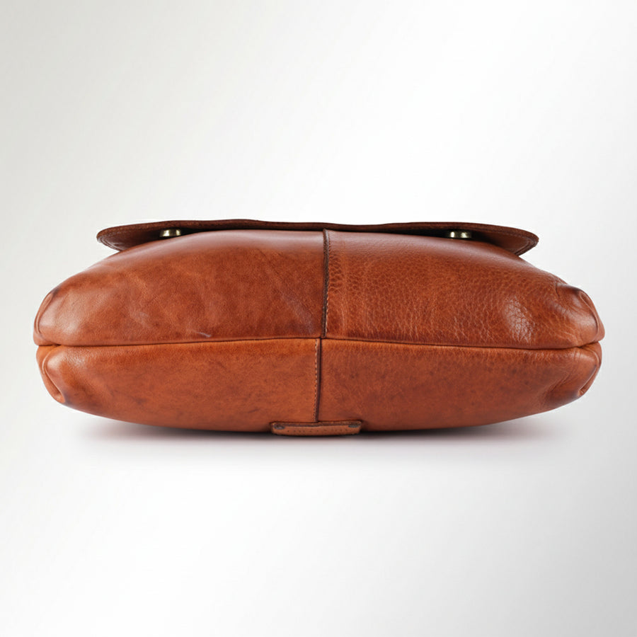 Spaghetti Western Swc408Tan Briefcase Vintage Handmade Drum Dyed Genuine European Cowhide Leather Women Bag Western Handbag Purse