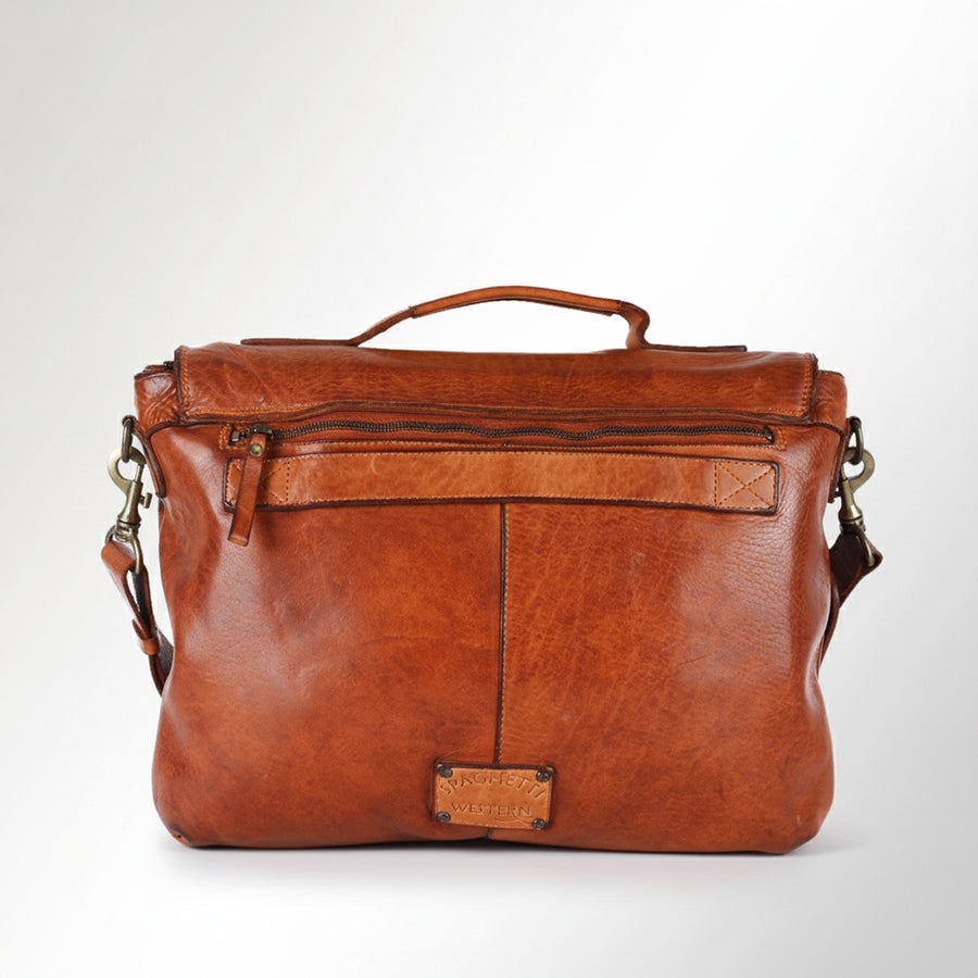 Spaghetti Western Swc408Tan Briefcase Vintage Handmade Drum Dyed Genuine European Cowhide Leather Women Bag Western Handbag Purse