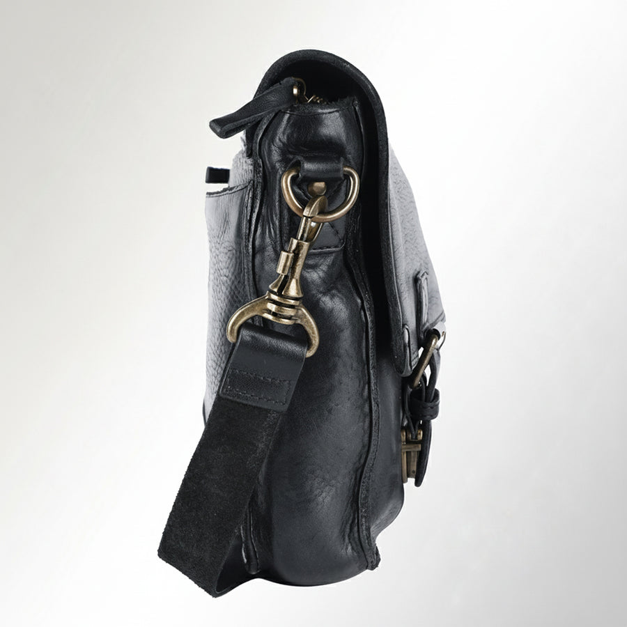 Spaghetti Western Swc403Blk Cross Body I Vintage Handmade Drum Dyed Genuine European Cowhide Leather Women Bag Western Handbag Purse