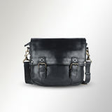 Spaghetti Western Swc403Blk Cross Body I Vintage Handmade Drum Dyed Genuine European Cowhide Leather Women Bag Western Handbag Purse