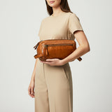 Spaghetti Western Swc411Tan Fanny Pack Vintage Handmade Drum Dyed Genuine European Cowhide Leather Women Bag Western Handbag Purse