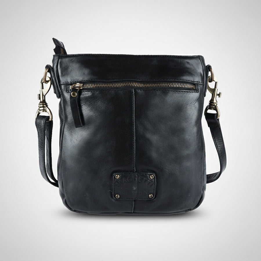 Spaghetti Western Swc407Blk Cross Body I Vintage Handmade Drum Dyed Genuine European Cowhide Leather Women Bag Western Handbag Purse