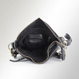 Spaghetti Western Swc407Blk Cross Body I Vintage Handmade Drum Dyed Genuine European Cowhide Leather Women Bag Western Handbag Purse
