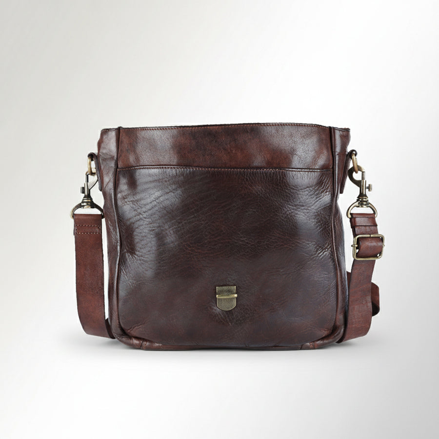 Spaghetti Western Swc406Brn Cross Body I Vintage Handmade Drum Dyed Genuine European Cowhide Leather Women Bag Western Handbag Purse