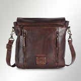 Spaghetti Western Swc406Brn Cross Body I Vintage Handmade Drum Dyed Genuine European Cowhide Leather Women Bag Western Handbag Purse