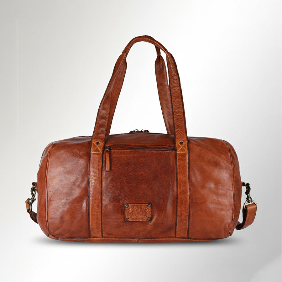 Spaghetti Western Swc413Tan Duffel Vintage Handmade Drum Dyed Genuine European Cowhide Leather Women Bag Western Handbag Purse