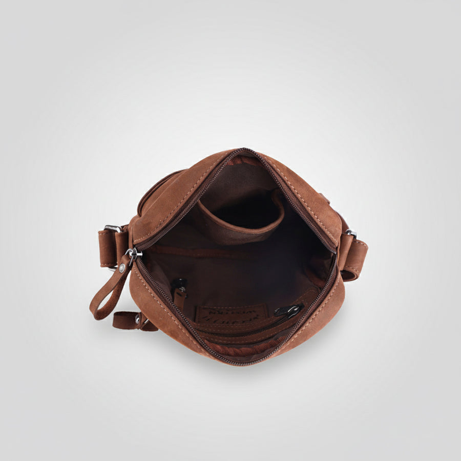 Spaghetti Western Swc435Brn Coin Purse Vintage Handmade Drum Dyed Genuine European Cowhide Leather Women Bag Western Handbag Purse