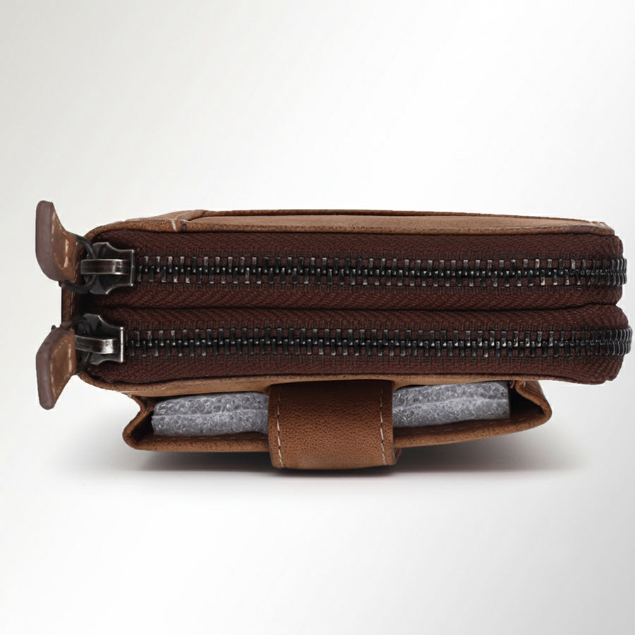 Spaghetti Western Swc424Brn Wallet Vintage Handmade Drum Dyed Genuine European Cowhide Leather Women Bag Western Handbag Purse