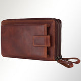 Spaghetti Western Swc432Tbrn Coin Purse Vintage Handmade Drum Dyed Genuine European Cowhide Leather Women Bag Western Handbag Purse