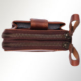 Spaghetti Western Swc432Tbrn Coin Purse Vintage Handmade Drum Dyed Genuine European Cowhide Leather Women Bag Western Handbag Purse
