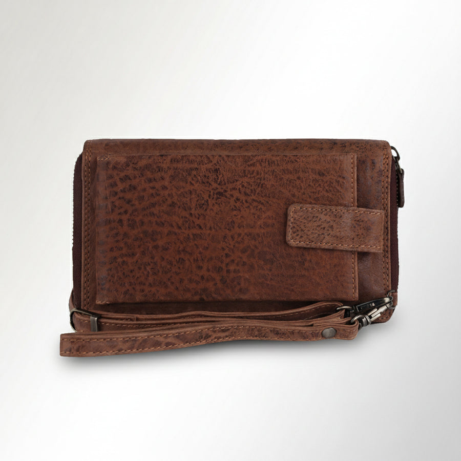 Spaghetti Western Swc454Brn Wallet Vintage Handmade Drum Dyed Genuine European Cowhide Leather Women Bag Western Handbag Purse