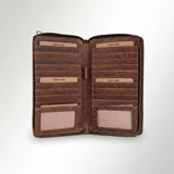 Spaghetti Western Swc454Brn Wallet Vintage Handmade Drum Dyed Genuine European Cowhide Leather Women Bag Western Handbag Purse