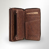 Spaghetti Western Swc454Brn Wallet Vintage Handmade Drum Dyed Genuine European Cowhide Leather Women Bag Western Handbag Purse
